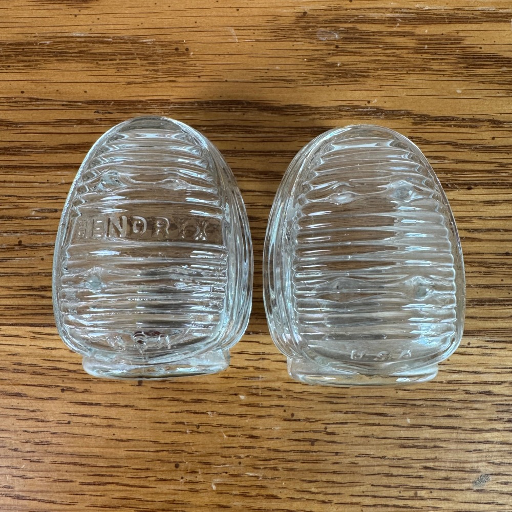 Vintage Hendryx Glass Bird Cage Feeder Waterer Cups Set of 2 Clear USA Made